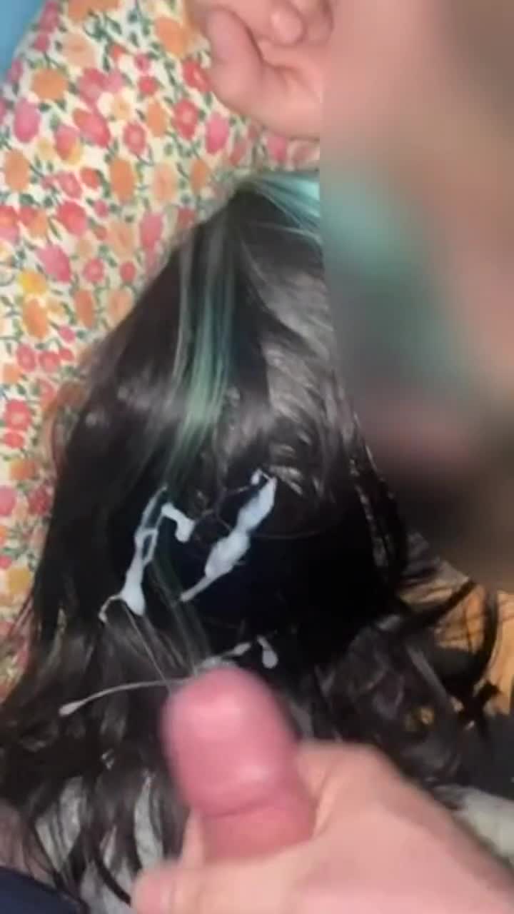 I think my hair looks better with cum in it : video clip